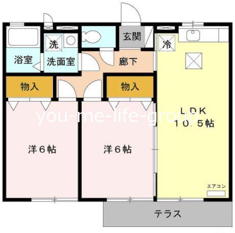 リヴェール文(2LDK/1階)の間取り写真