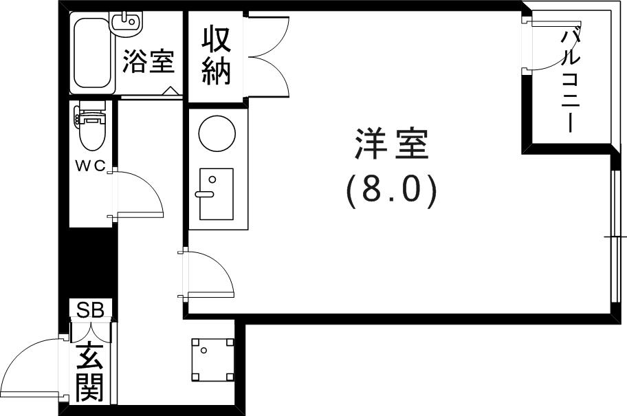 アルカディア三宮(ワンルーム/9階)の間取り写真