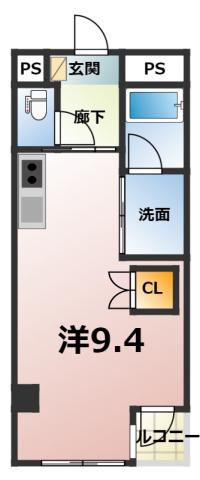 シャトーヨサミ(1K/2階)の間取り写真