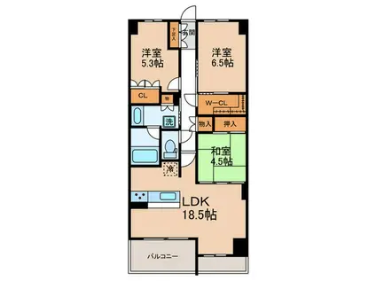ジオ京都桂川(3LDK/6階)の間取り写真