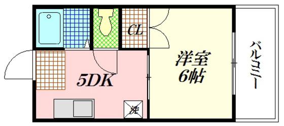 サンライズ鶴江A棟(1DK/3階)の間取り写真