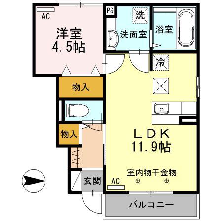 かわせみの里(1LDK/1階)の間取り写真