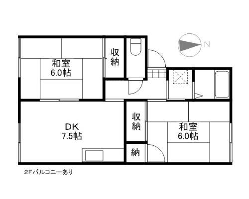 ユートピアA(2DK/1階)の間取り写真