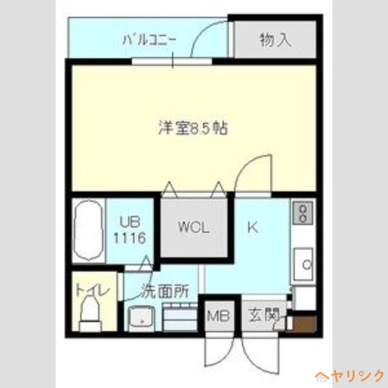 スタジオーネ(1K/1階)の間取り写真