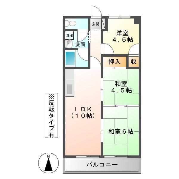 吉田マンション城房(3LDK/2階)の間取り写真