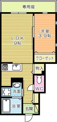 YOURMAISON社ノ木(1LDK/1階)の間取り写真