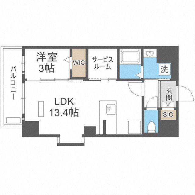プレサンスNEO九条ディアシス(1SLDK/11階)の間取り写真