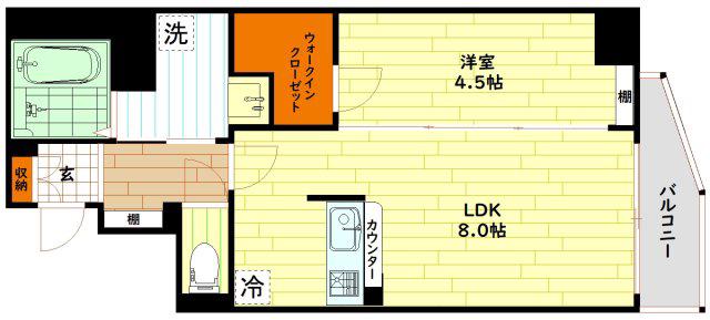 THE HUB MIYAKOJIMA(1LDK/4階)の間取り写真