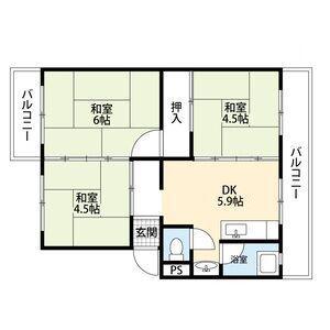 シーサイド貝掛マンションB棟(3DK/4階)の間取り写真