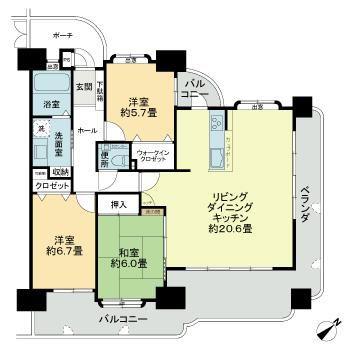 シティライフ西原(3LDK/6階)の間取り写真