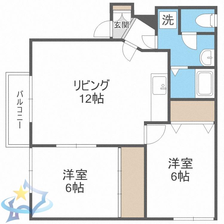 リラコート八軒(1LDK/1階)の間取り写真