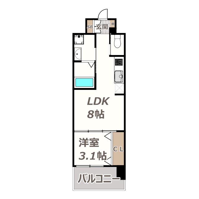 リヴィアス三明町(1LDK/6階)の間取り写真