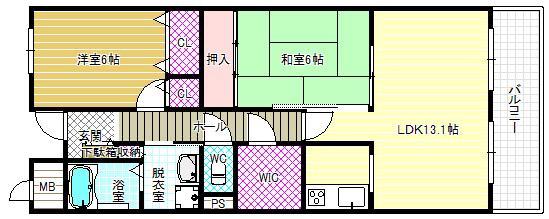 エクセレント(2LDK/1階)の間取り写真
