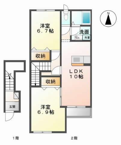 SUNNY HOUSE (2LDK/2階)の間取り写真