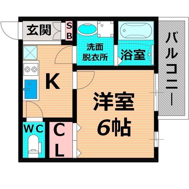 ブルージュ高殿(1K/2階)の間取り写真