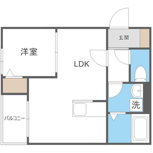 上白水3丁目AP(1LDK/1階)の間取り写真
