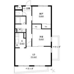 サンセゾンI(1SLDK/4階)の間取り写真