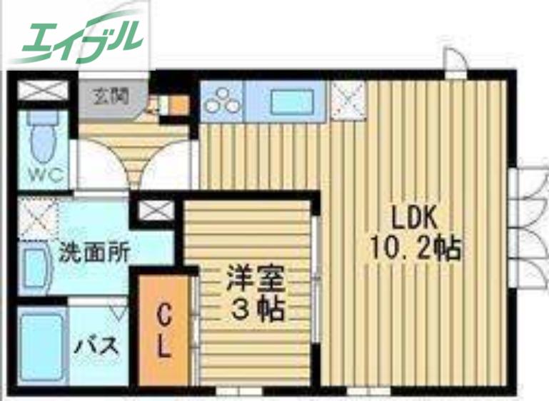 ドミール青江(1LDK/2階)の間取り写真