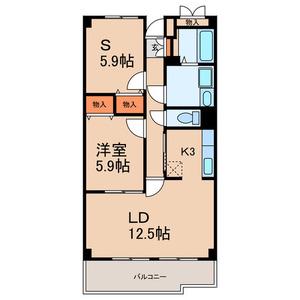 グランシャリオ(2LDK/4階)の間取り写真