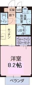 プレザントK(1K/2階)の間取り写真