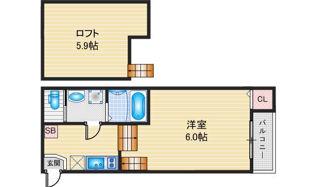 ハーモニーテラス中村中町III(1SK/1階)の間取り写真