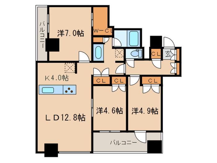 MFPR目黒タワー(3LDK/15階)の間取り写真