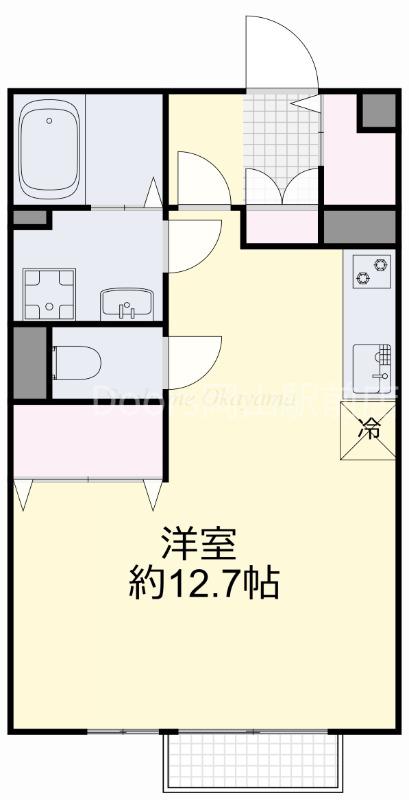 ＪＲ山陽本線 北長瀬駅 徒歩16分 2階建 築22年(ワンルーム/2階)の間取り写真
