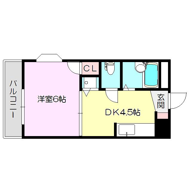 エトワール豊新2(1DK/2階)の間取り写真