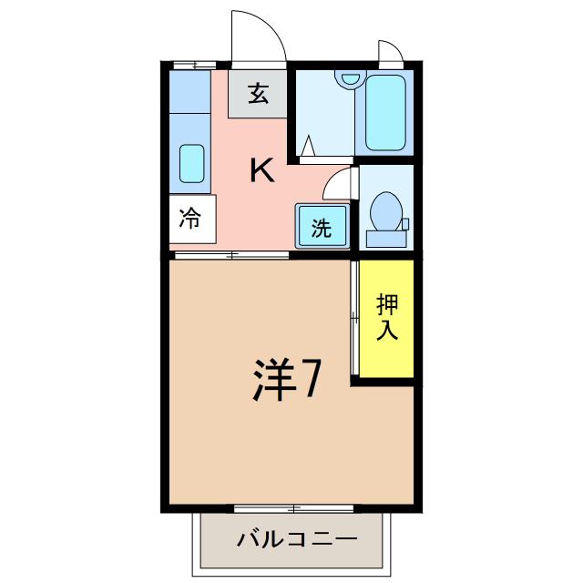 エーデルホッフ(1K/2階)の間取り写真