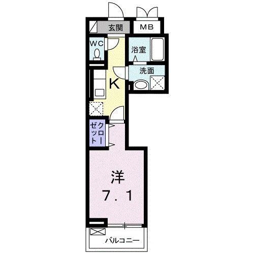 ラ コリーヌ N(1K/3階)の間取り写真