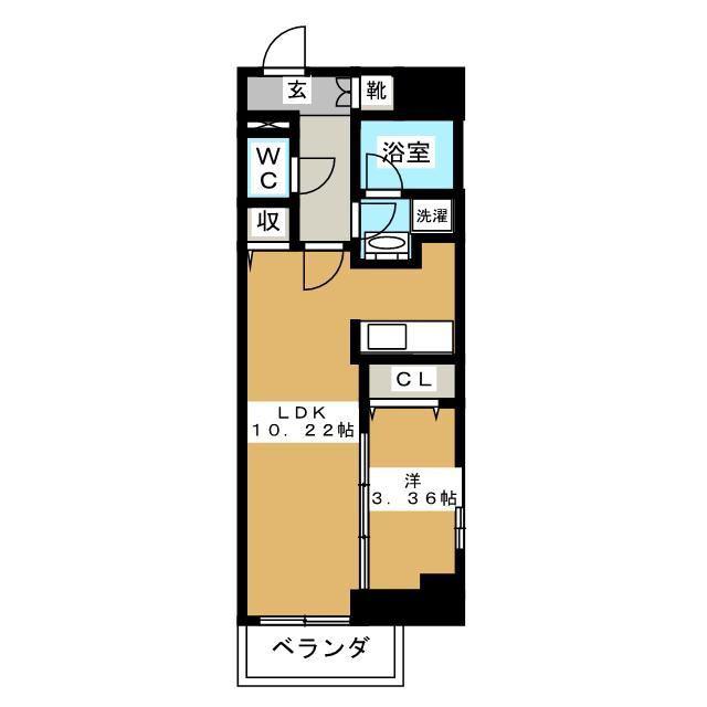 ルクレ両国(1LDK/6階)の間取り写真