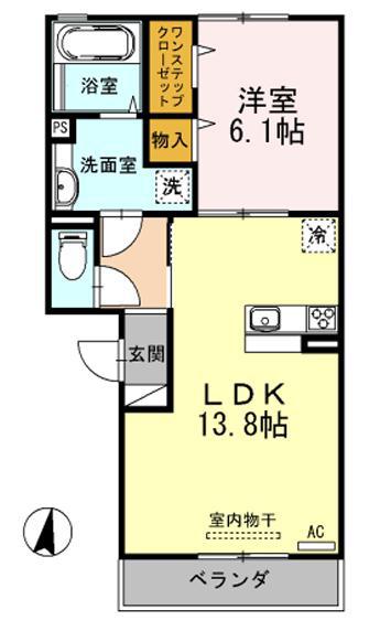 グラントゥールTAKEO(1LDK/1階)の間取り写真