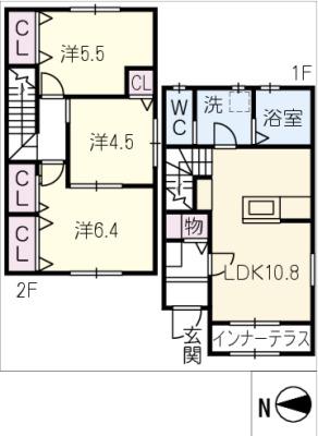 リーブルファイン黒野II(3LDK/1階)の間取り写真