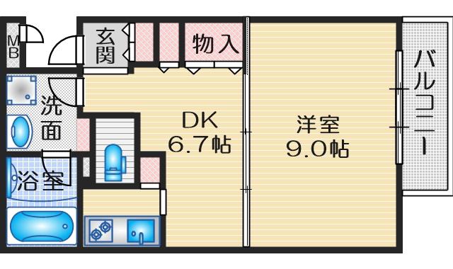 SUN COURT N(1DK/3階)の間取り写真