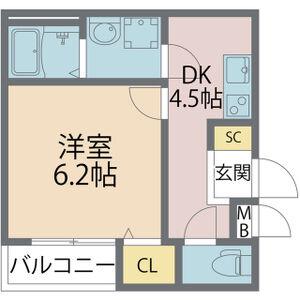 ノイヴェル布施(1DK/2階)の間取り写真