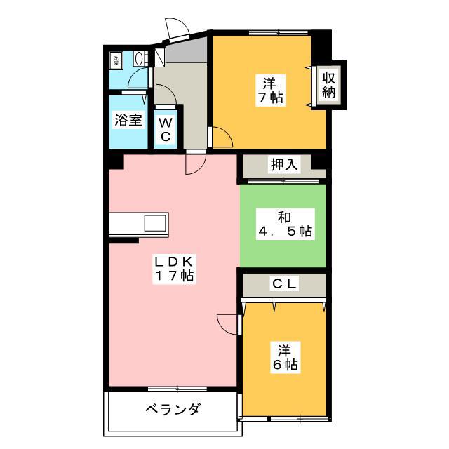 ロイヤルメゾン小豆餅(2LDK/3階)の間取り写真