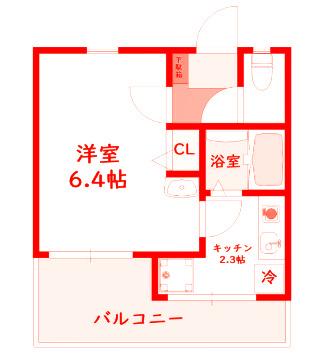 ロワール六浦壱番館(1K/1階)の間取り写真