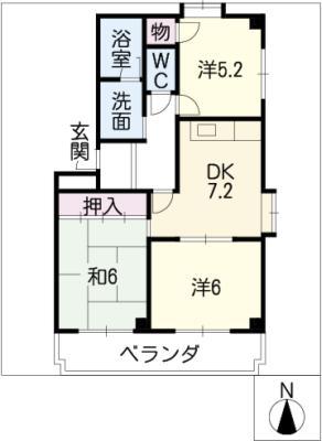 エルミタージュ(3DK/1階)の間取り写真
