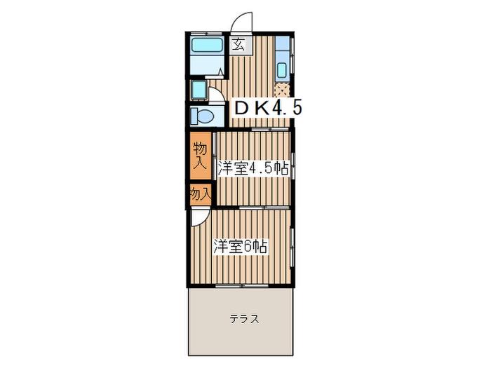 ボンセジュールI(2DK/1階)の間取り写真