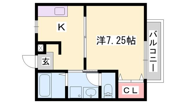 ヌーベル龍野(1K/2階)の間取り写真