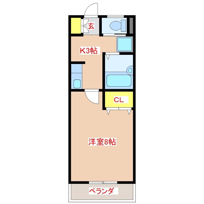 プリメーロセイワI(1K/2階)の間取り写真