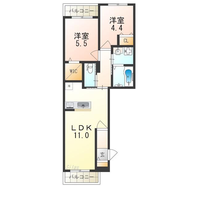 LA CASA SIESTA(2LDK/3階)の間取り写真