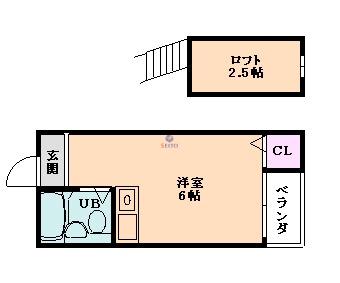ヴィラ大淀(ワンルーム/3階)の間取り写真
