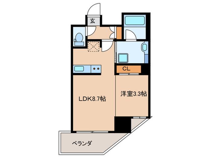 ノルデンハイム同心(1LDK/9階)の間取り写真