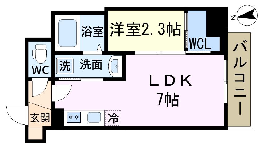 プロスタイルウェルス新小岩(1DK/8階)の間取り写真