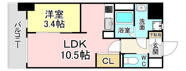G-APARTMENT開(1LDK/1階)の間取り写真