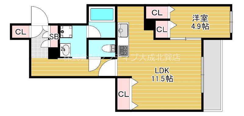 メゾン・グレース・ケイ生野東II(1LDK/2階)の間取り写真