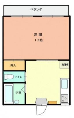 ＪＲ山陽本線 鴨方駅 徒歩8分 2階建 築37年(1DK/2階)の間取り写真