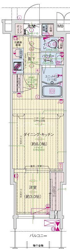 ソルテラス難波NEO(1DK/12階)の間取り写真