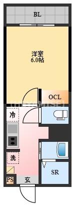 デ・クメール寺町通(1K/5階)の間取り写真